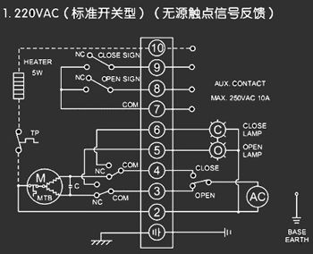 220VAC標準開關型<a href='http://www.pllemiao.cn/Product/diefa/diandongdiefa/' target='_blank'>電動<a href='http://www.pllemiao.cn/Product/diefa/' target='_blank'>蝶閥</a></a>接線圖